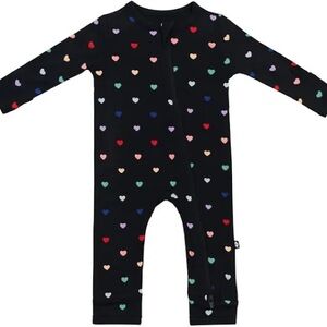 Kyte Baby Zippered Romper in Midnight Rainbow Hearts